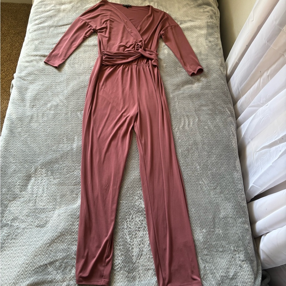 Express Mauve Dusty Rose Wrap Jumpsuit